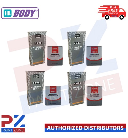 4X HB Body C496 2K Lacquer &Fast Hardener H 754 7.5L KIT Clear 2:1 Car Clearcoat